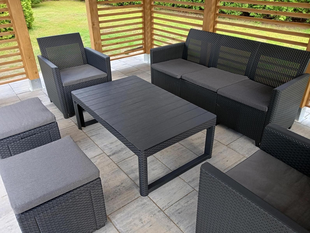 Mobilier de grădină Corfu Lyon Max culoarea grafit, set cu măsuță reglabilă